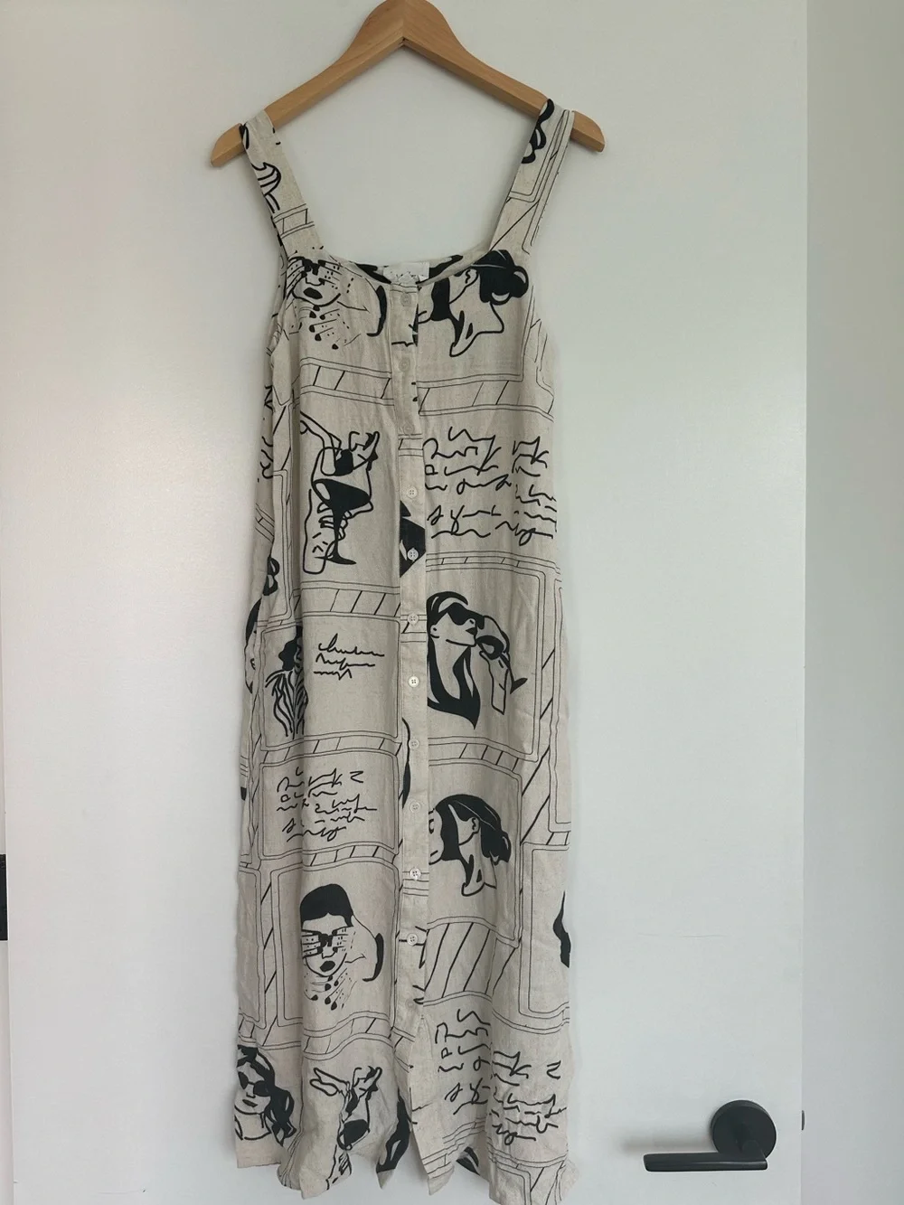 Linen Blend Midi Dress
